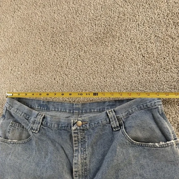 Wrangler Shorts Mens 42 Blue Denim Cargo Carpenter Utility Pockets Workwear - Picture 7 of 13